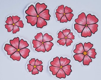 Pack of 45 Pink Flower Flowers stickers for crafts cardmaking scrapbooking
