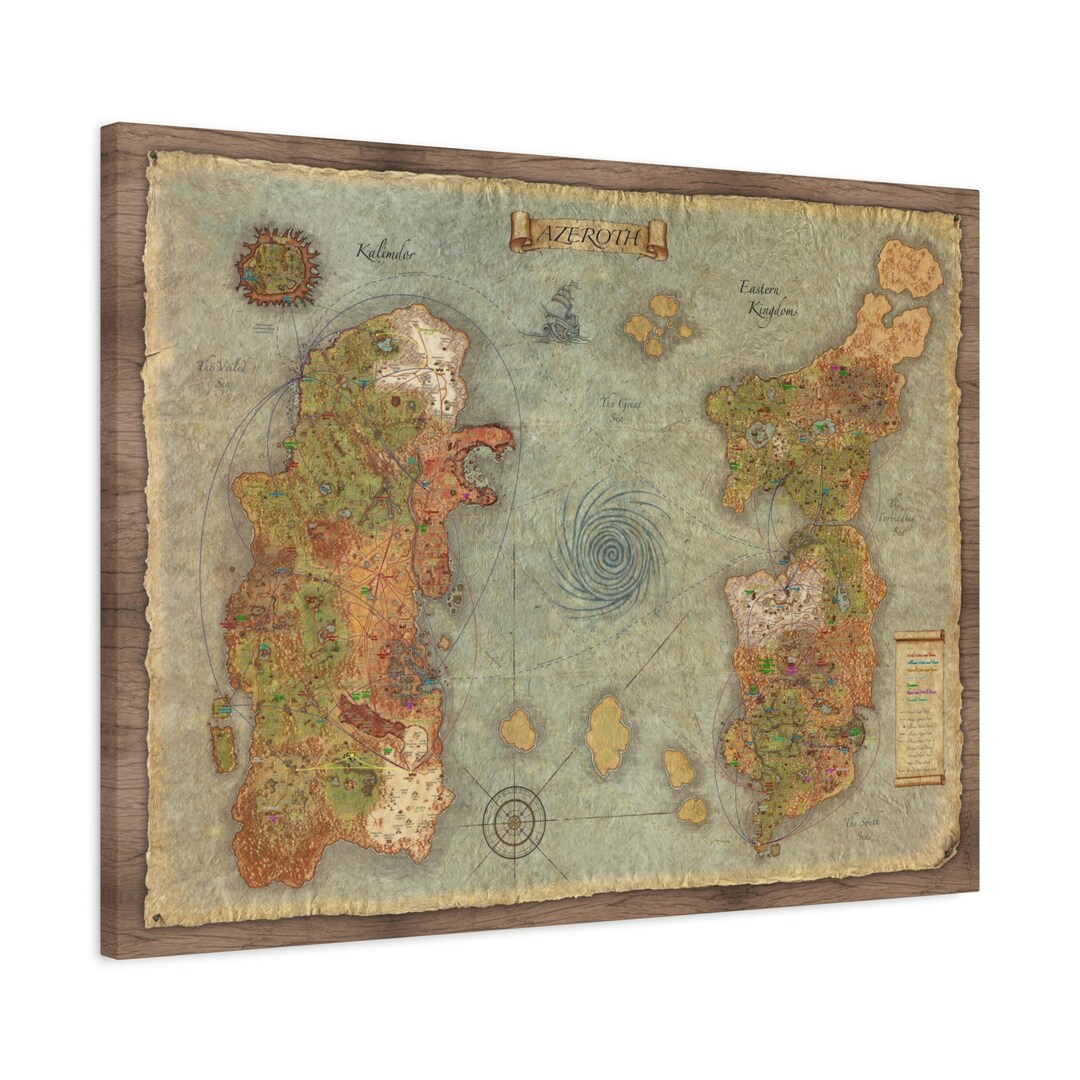 Wow Classic Map of Azeroth Wow Canvas Print Kalimdor Eastern - Etsy