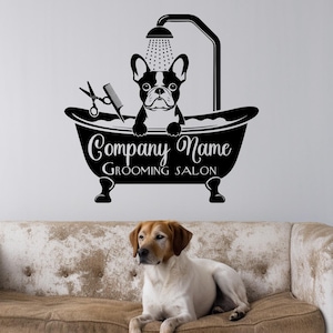 Grooming Salon Logo Wall Decal with Dog Breeds for Grooming Salon Vet Clinic, Large Dogs Decal, Peel And Stick Wall Vinyl Decals  GR12