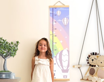 Growth Chart Rainbow for Girls, Rainbow Canvas Print Wall Decor kIDS, Growth Chart Ruler Girl, Unicorn Toddler Hanging Height Decor Nursery