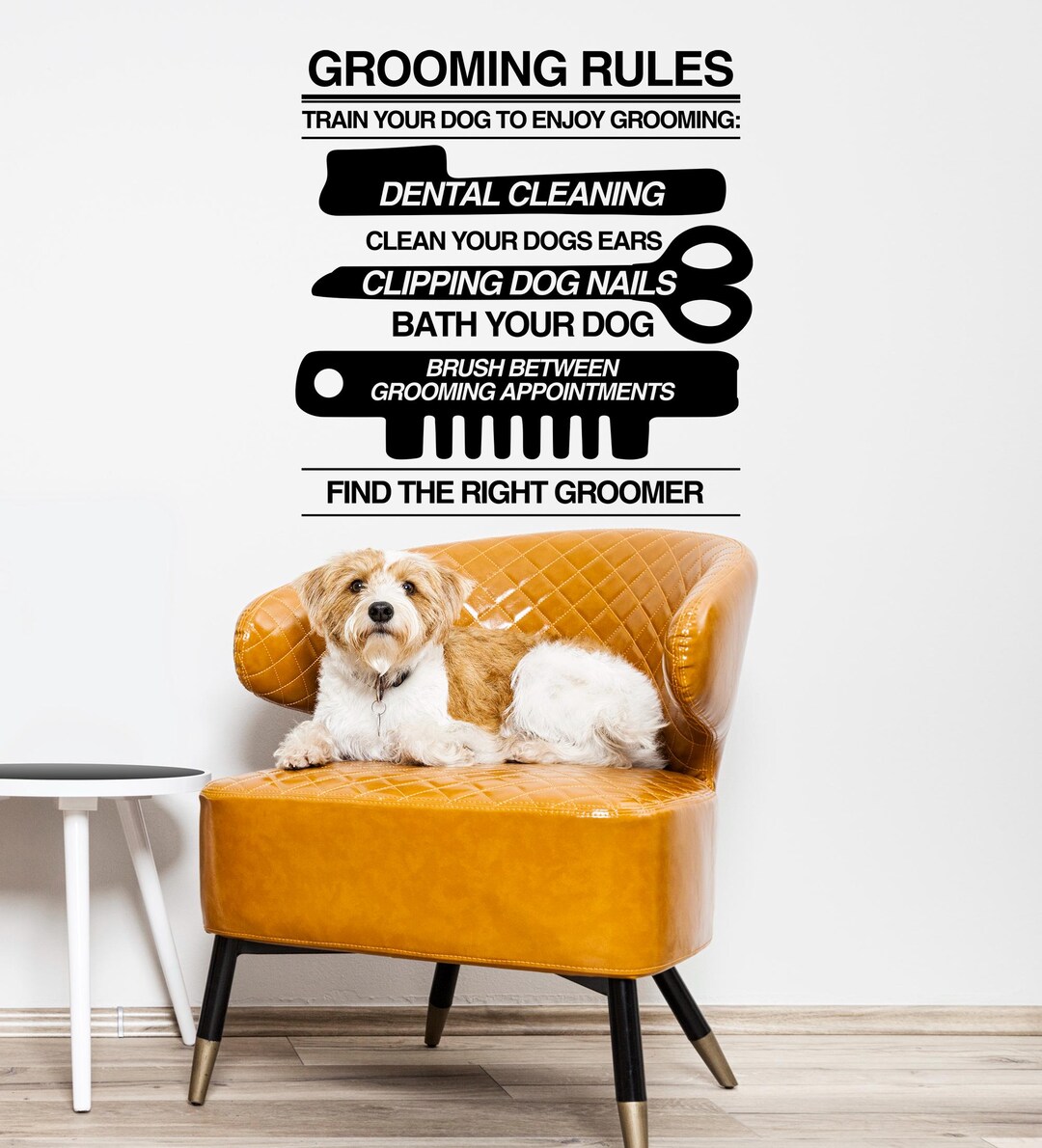 Grooming Spa Salon Business Sign Wall Decal, Big Rules Sticker for Pet ...