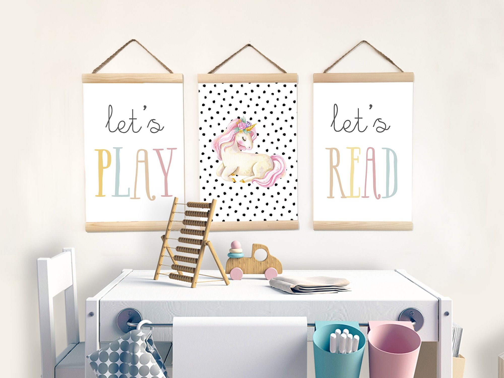 Nursery Wall Art Baby Room Canvas Set of 3 Prints Watercolor Etsy UK