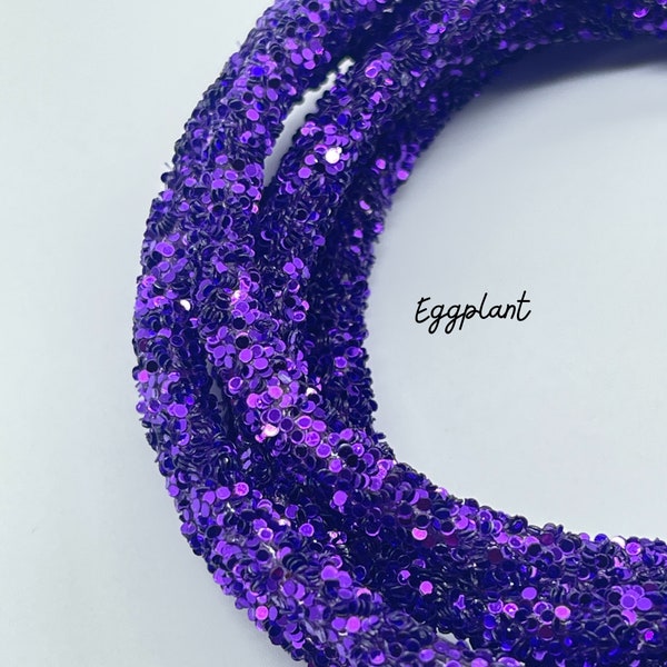 Eggplant (Purple) 6mm Hollow Glitter Rope - Jewelry, Clothes Embellishing and Wreath Centers - Sold by Yard