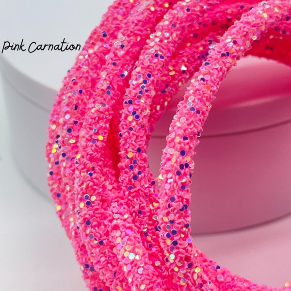 Glitter Rope | GLITTER Tubing | Carnation Pink 6MM  | Sold by the Yard | Flower Centers | Jewelry | Wreath Making | Fake Baking Photo Props