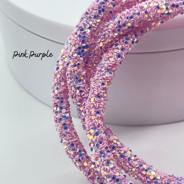 Glitter Tubing | GLITTER ROPE | Pink Purple | SEQUIN Rope | Sold by the Yard | Make Flower Centers | Jewelry | Wreath Attachments | 6MM