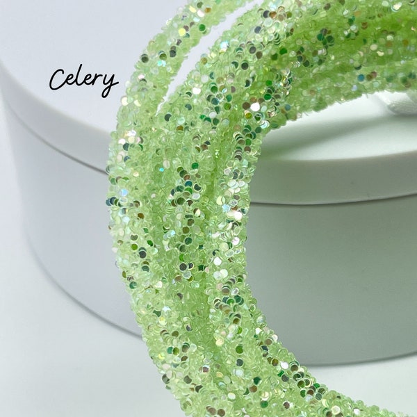 Glitter Tubing | GLITTER RESIN ROPE | Celery Green  | Sold by the Yard | Make Flower Centers | Jewelry | Wreath Attachments