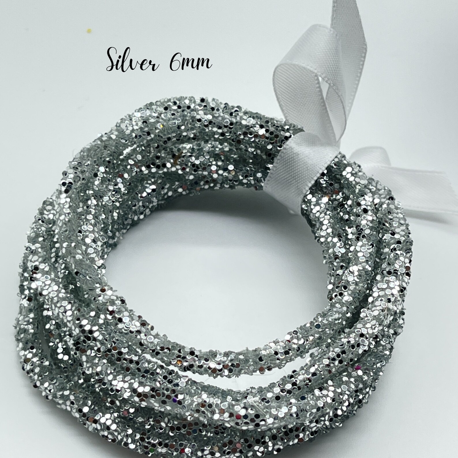 Silver Glitter Resin Rope: 6mm Jewelry & Wreath Embellishment - Etsy