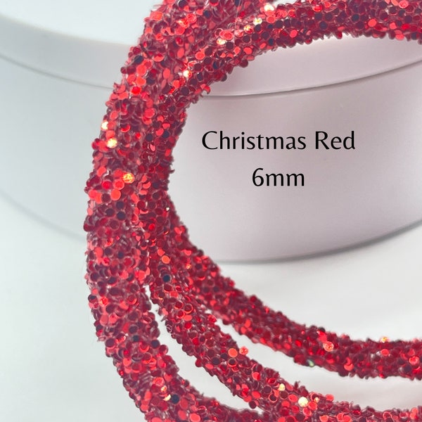 Glitter Rope | 6MM RHINESTONE ROPE | Christmas Red | Fake Baking | Flower Center | Jewelry | Embellishments | Photo Props | Gift for Crafter