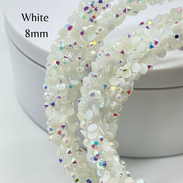 GLITTER RESIN ROPE | Glitter Tubing | White/Pearl | Sold by the Yard | 8mm | Make Flower Centers | Jewelry | Wreath Attachments