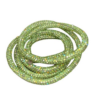 Shimmering Lime Green Rhinestone Hollow Rope - 6mm - Sold by the Yard - Versatile for Clothes and Jewelry Designs
