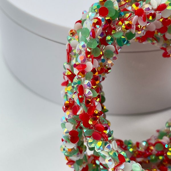 Christmas Glitter Hollow Tubing | Custom made and a limited Supply | Sold by the Yard | 8 mm | Jewelry | Wreath Attachments