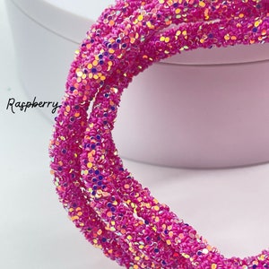 GLITTER Rope | 6mm Glitter Rhinestone Tubing | RASPBERRY  | Sold by the Yard | Make Flower Centers | Jewelry | Clothes Embellishments