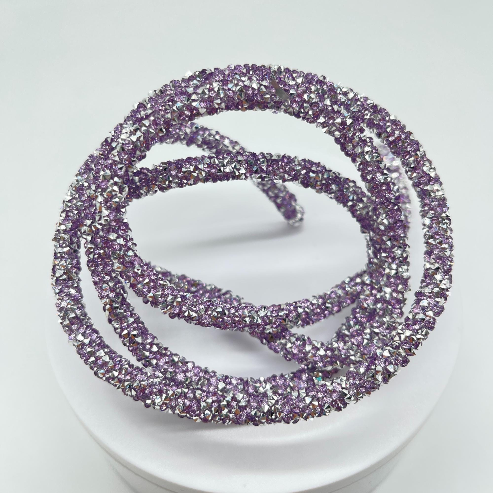 Lavender Silver Chunky Glitter Rope: 7mm Hollow Sequin Cord