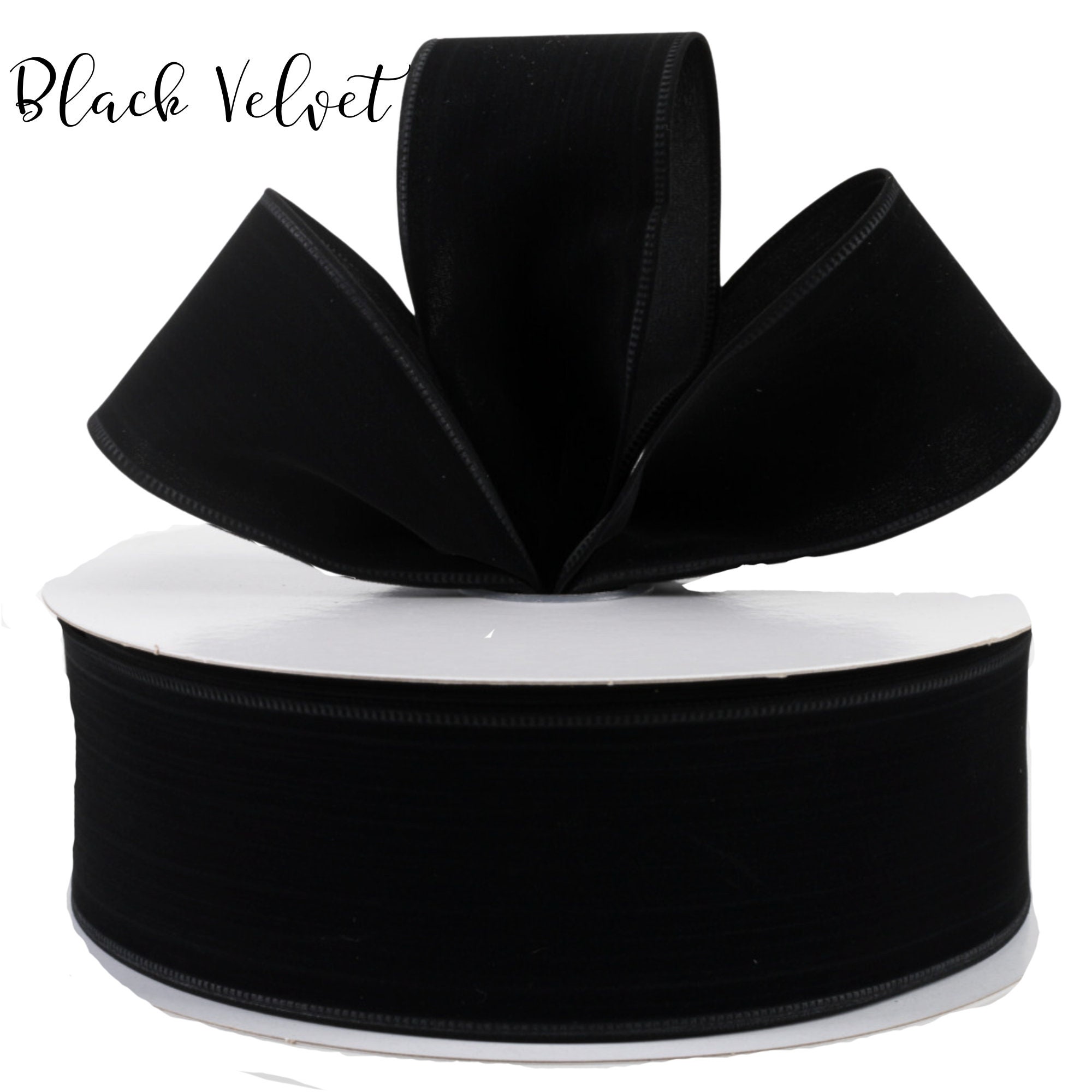 4 X 5YD Black Velvet Ribbon With Swarovski Trim