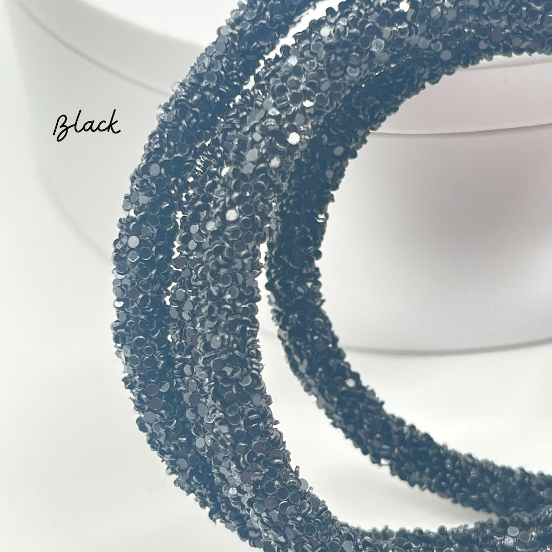 Black Glitter Rhinestone Rope: 6mm Jewelry Embellishment, Sold by the ...