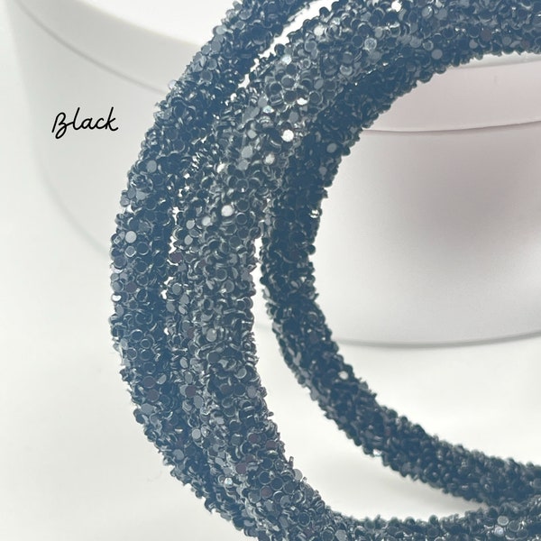 Glitter Tubing | 6mm GLITTER RHINESTONE ROPE | Black with Black Glitter | Sold by the Yard | Make Flower Centers | Jewelry | Embellishments