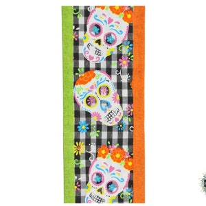 DAY of THE DEAD Wired Ribbon | Sugar Skulls | 2.75&quot; X 10 yds | Sold by the Roll | Ribbon for Wreaths | Ribbon for Bows | Gift Wrapping