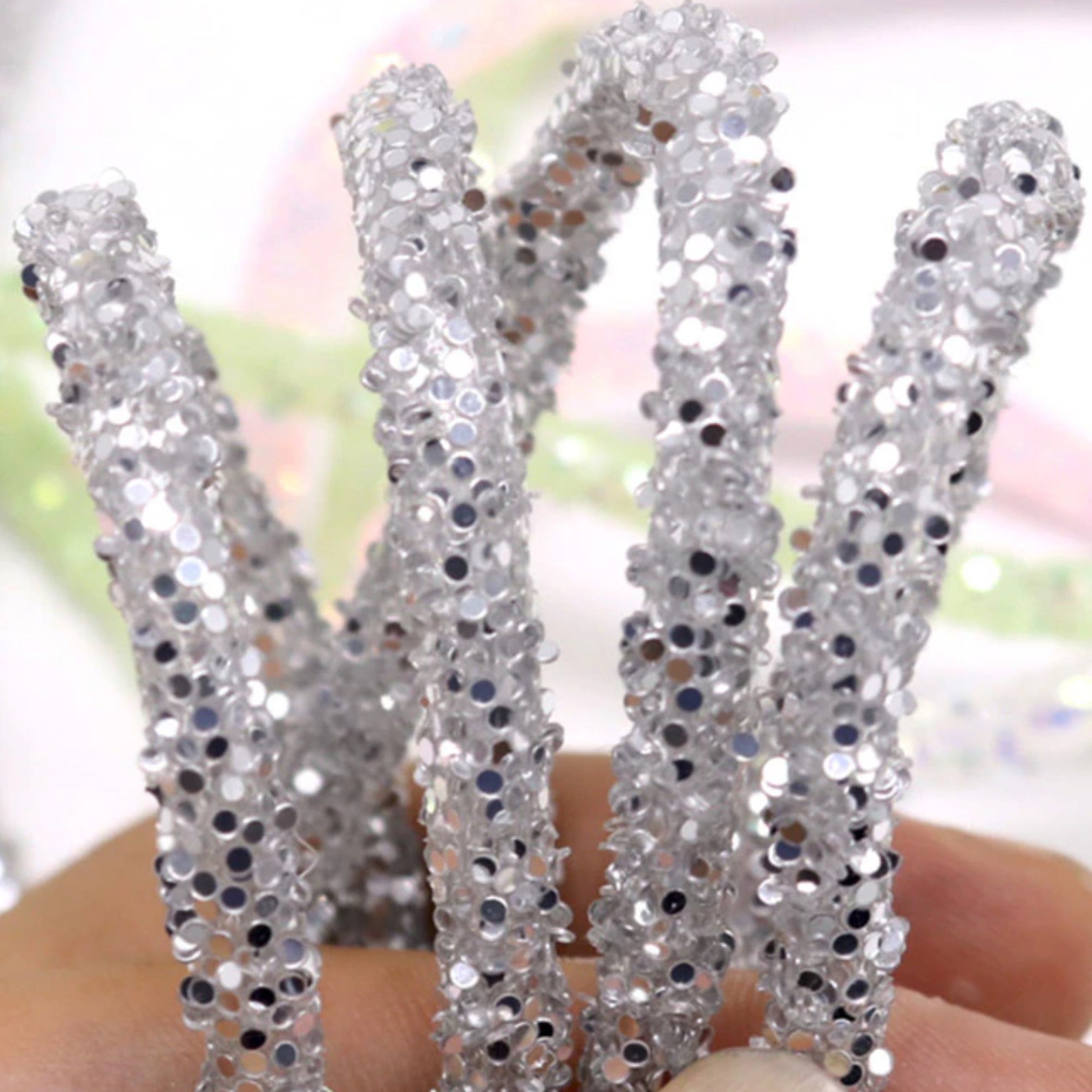 Silver Glitter Resin Rope: 6mm Jewelry & Wreath Embellishment - Etsy