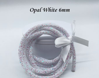 Glitter Rope | 6MM GLITTER TUBING | Opal White  | Sequin Rope | Sold by the Yard | Make Flower Centers | Jewelry | Wreath Attachments