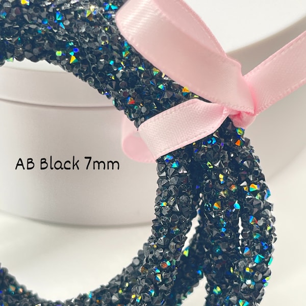 CHUNKY GLITTER ROPE | 7mm Ab Black Glitter Cording | Jewelry Making | Wreath Making | Flower Centers | Clothes Embellishments |