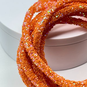Glitter Rope | Rhinestone Rope | Sunset Orange | Sold by the Yard | Make Flower Centers | Jewelry | Wreath Attachments | Gift for Crafters