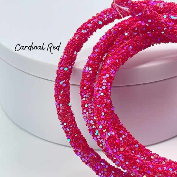 Glitter Tubing |  6mm GLITTER RHINESTONE ROPE | Cardinal Red | Sold by the Yard | Make Flower Centers | Jewelry | Embellishments