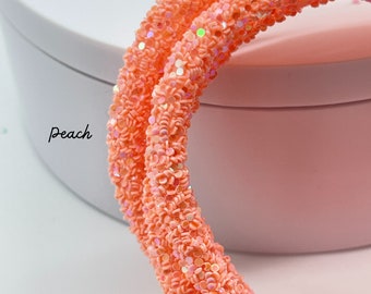 Glitter Rope | 6mm GLITTER RHINESTONE TUBING | Peach | Sold by the Yard | Make Flower Centers | Jewelry | Clothing Embellishments