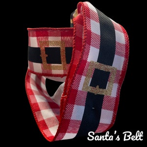CHRISTMAS Ribbon | SANTA&#39;S Belt | 2.5&quot; X 10 Yds | Ribbon for Bows | Ribbon for Wreaths | Ribbon for Trees | Gift Wrapping