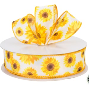 Sunflower Ribbon Fused With Yellow Backing 2.5” X 10 Yards
