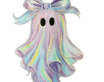 Iridescent Glitter Ghost Screen Print Transfer - Hot Peel, Ready to Press
