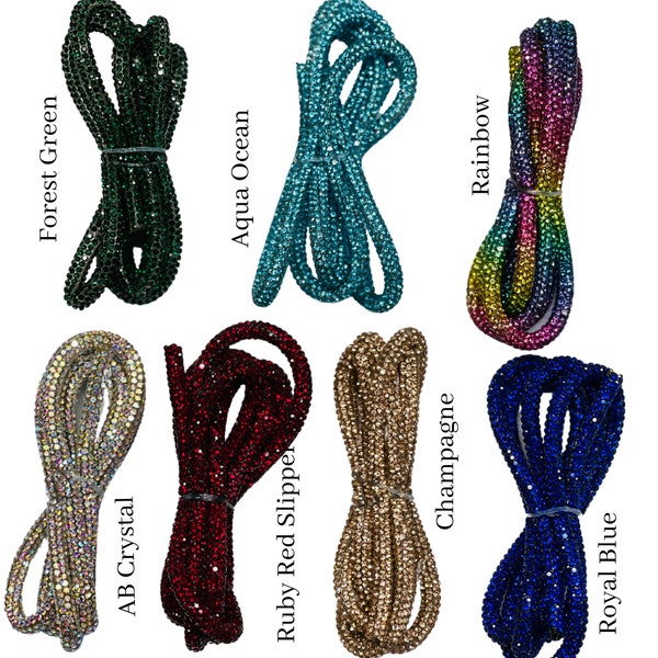 Rhinestone Trim | 6MM | Rhinestones Hollow Rope for Earring DIY's, Jewelry making, Embellishments, Wreath Flower Centers | Sold by the Yard