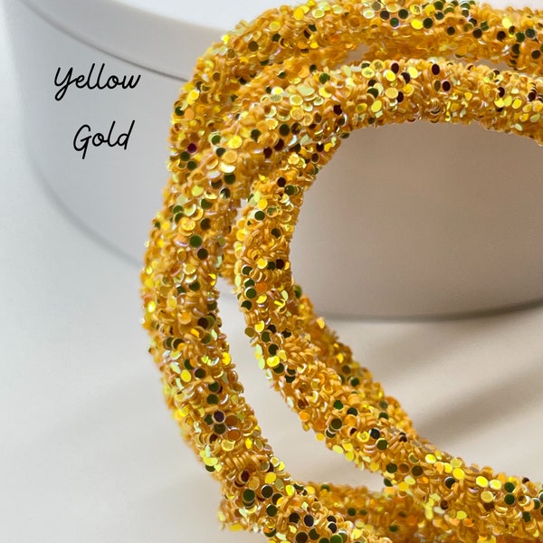 GLITTER RESIN Rope | Glitter Tubing | Sequin Rope | YELLOW Gold | Sold by the Yard | Make Flower Centers | Jewelry | Wreath Attachments