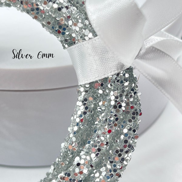 GLITTER RESIN ROPE | Glitter Tubing 6mm | Silver | Sold by the Yard | Make Flower Centers | Jewelry | Wreath Attachments