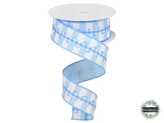 Light BLUE RIC RAC Wired Ribbon on Horizontal Stripe Ribbon - Etsy