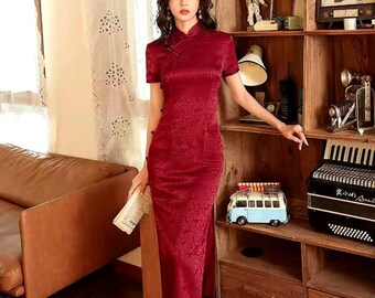 mandalay embroidered cheongsam dress
