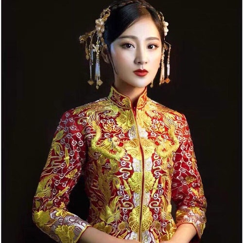 Chinese Wedding Dress Traditional Chinese Dress Embroidered - Etsy