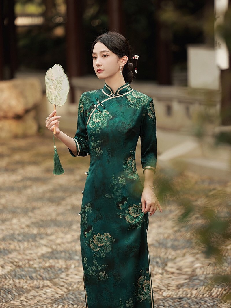 Modern qipao Chinese dress Cheongsam Dress Green Qipao - Etsy 日本