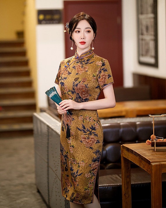 Modern Qipao Chinese Dress Kneelength Cheongsam Dress Etsy Sweden