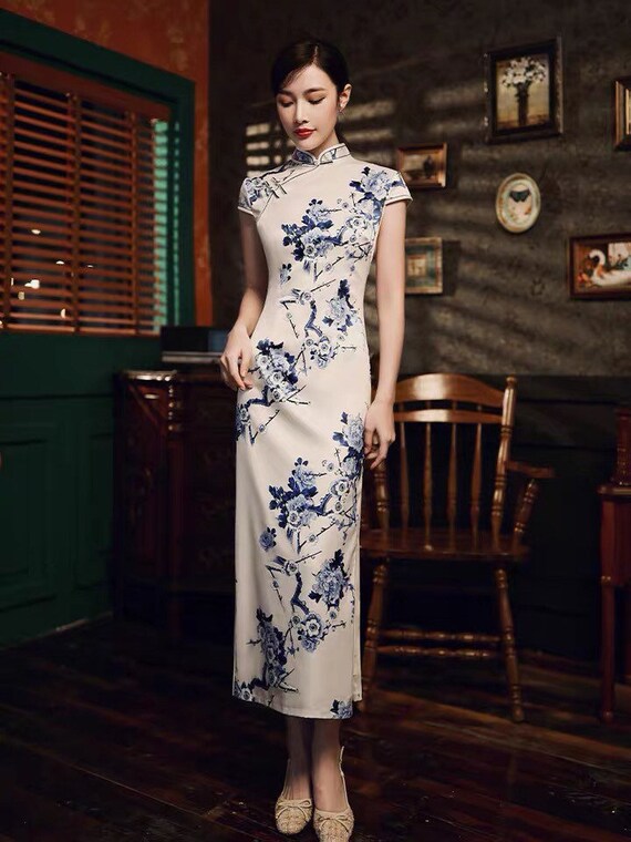 China Cheongsam Long Qipao Flower 