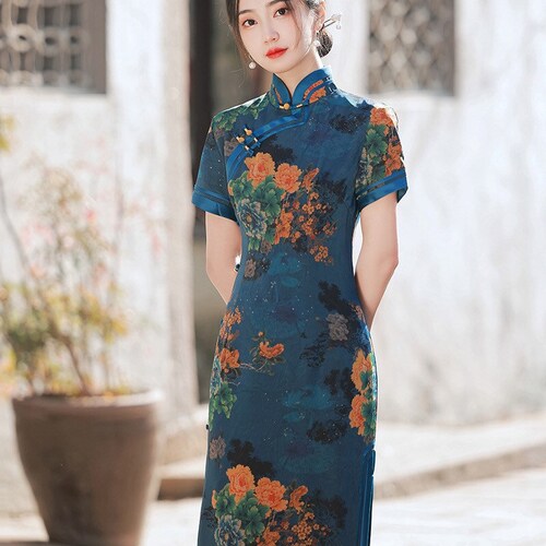 Vintage China Cheongsam Classic Embroidery Flower Pink - Etsy