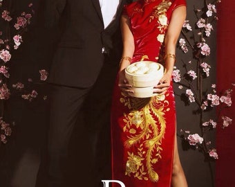 mandalay embroidered cheongsam dress