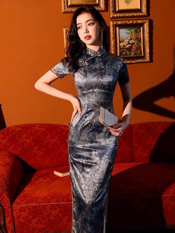 Qipao chino moderno de noche vestido de baile color - Etsy España