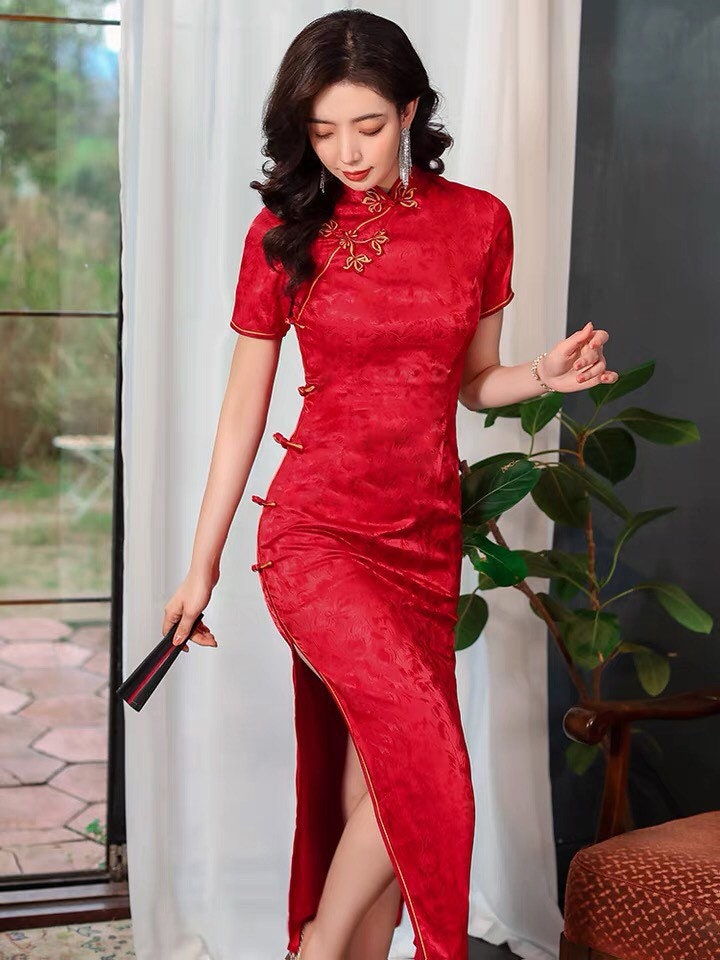 Traditional Chinese Dress Chinese Cheongsam Red Wedding - Etsy
