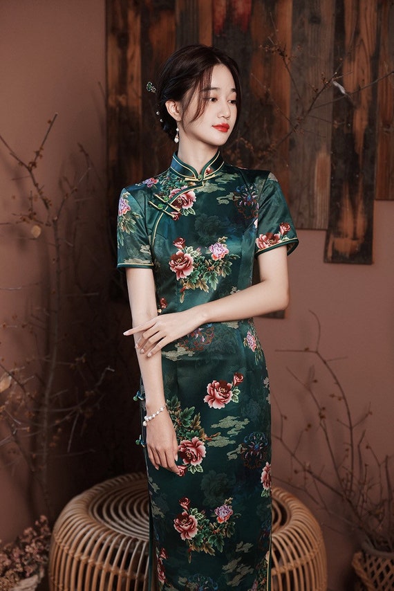 Elegante vestido chino Cheongsam Qipao verde vestidos de - Etsy España Elegante vestido chino Cheongsam Qipao verde vestidos de - Etsy España