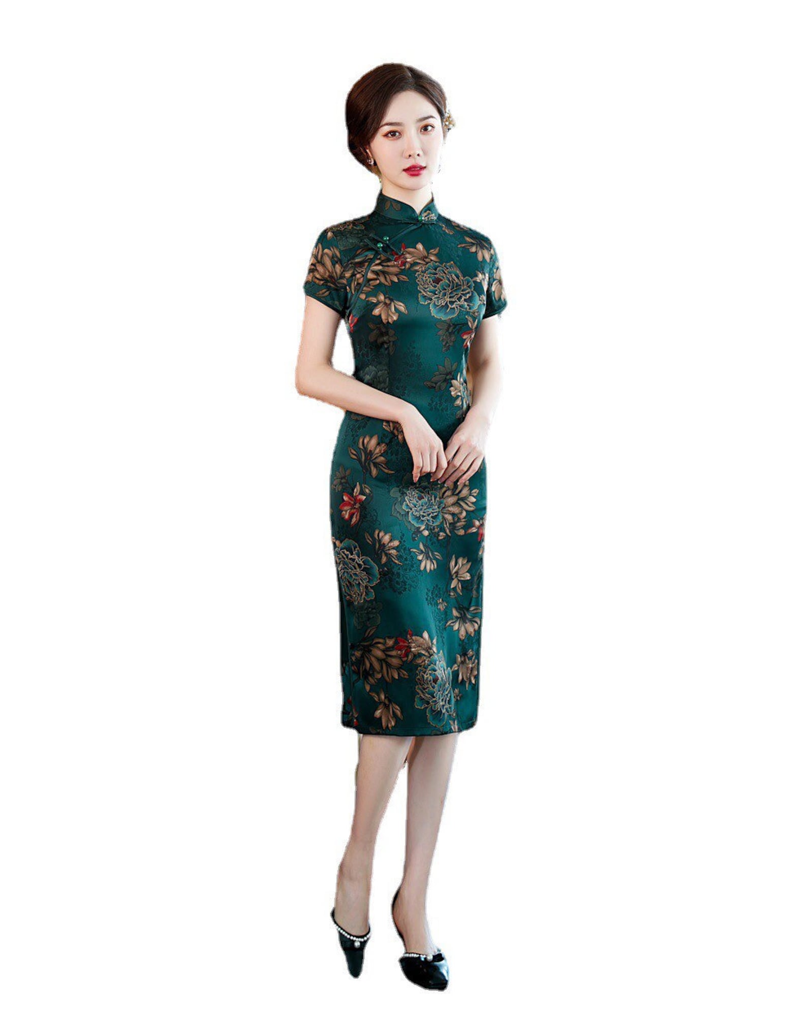 Modern Qipao Chinese Dress Cheongsam Dress Kneelength Green - Etsy