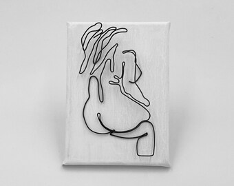 ROSALIND/Made-to-Order/nude lady/Steel Wire Sculpture on Canvas