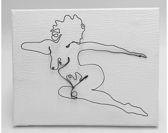 JUNE/ Naked Woman/ Made-To-Order/ Steel Wire Sculpture on Canvas