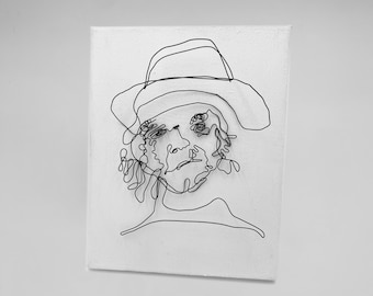 NEIL YOUNG / Portrait / Made-to-Order / Steel Wire Sculpture on Canvas