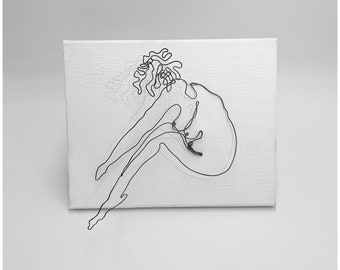 CLAIRE Steel Wire Sculpture on Canvas