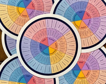 Wheel of Feelings and Emotions Therapy/Counseling sticker/decal made by funanduniquecrafts